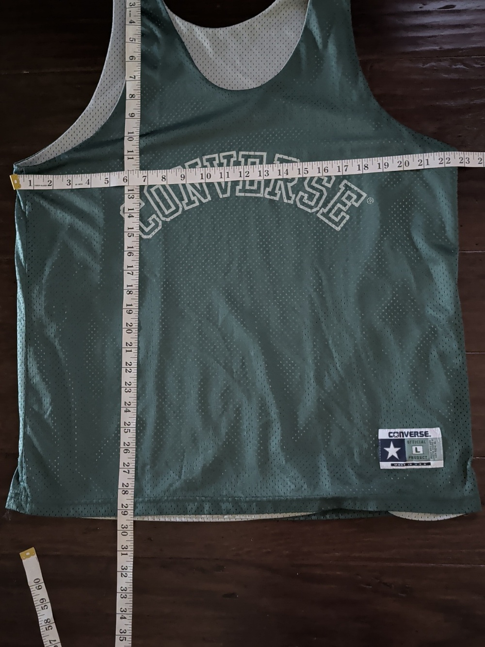 Vintage Converse Mesh Spellout Green REVERSIBLE GREY BLANK TANKTOP - Picture 4 of 8